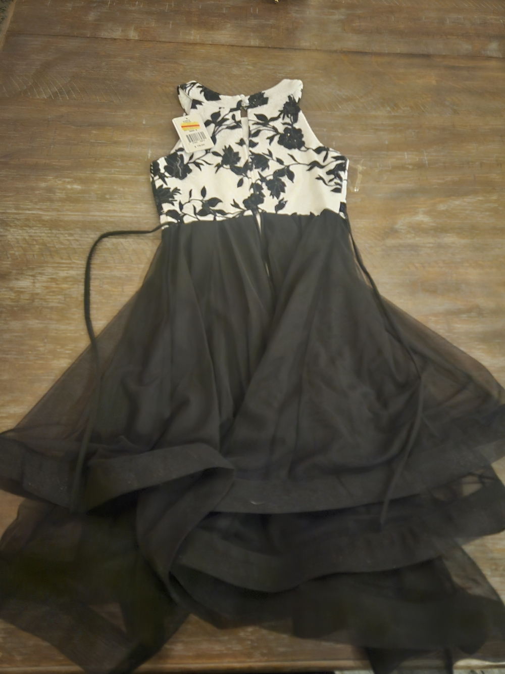 Speechless Black and Cream Floral Tulle Dress - Picture 2 of 3